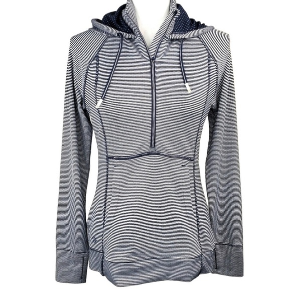 Athleta Striped Hoodie Blue White Heavenly Hail - Picture 1 of 12
